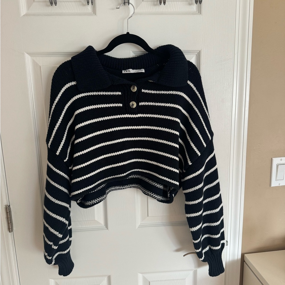 Zara striped cable knit sweater